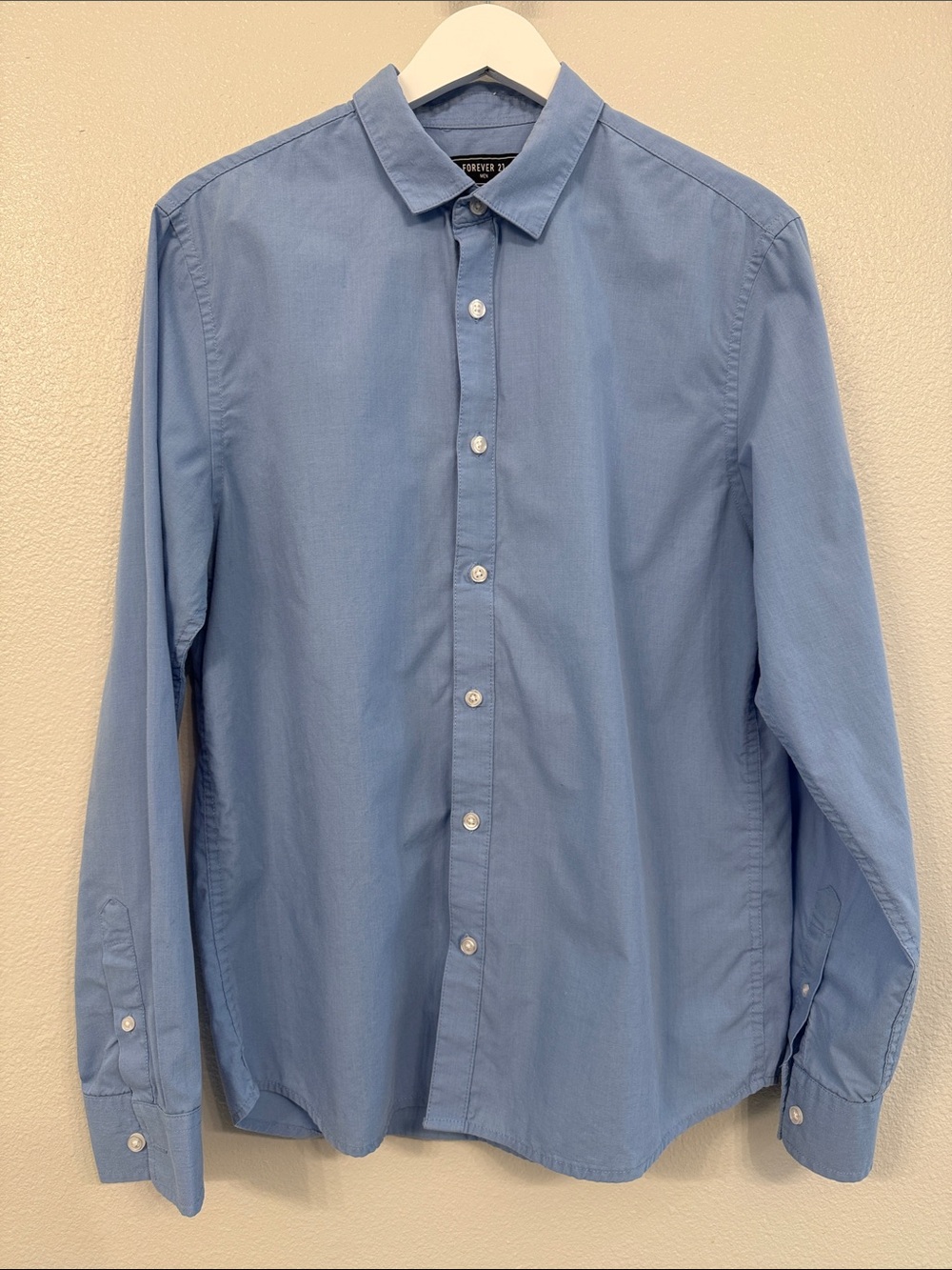 Forever 21 Men's Size M Light Blue Long Sleeve Button Down Dress Shirt [MIC242]